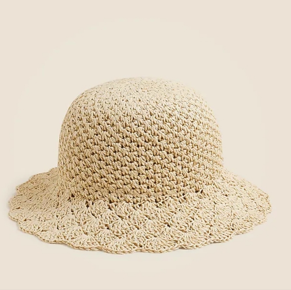 J. Crew Packable Woven Round Hat in Straw